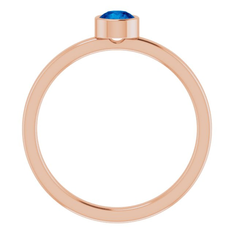 14K Rose 4 mm Lab-Grown Blue Sapphire Ring
