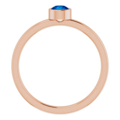 14K Rose 4 mm Lab-Grown Blue Sapphire Ring