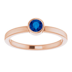 14K Rose 4 mm Lab-Grown Blue Sapphire Ring