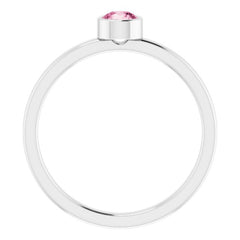 Platinum 4 mm Natural Pink Tourmaline Ring