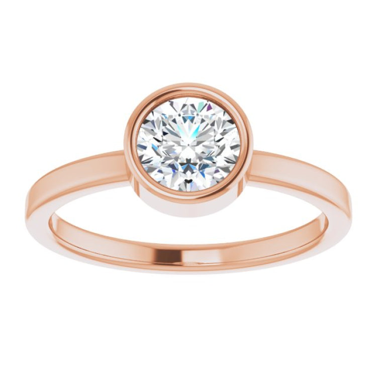 14K Rose 6 mm Natural White Sapphire Ring