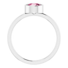 Platinum 6 mm Natural Pink Tourmaline Ring