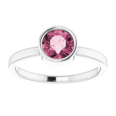 Platinum 6 mm Natural Pink Tourmaline Ring