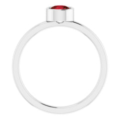 Platinum 5 mm Natural Mozambique Garnet Ring