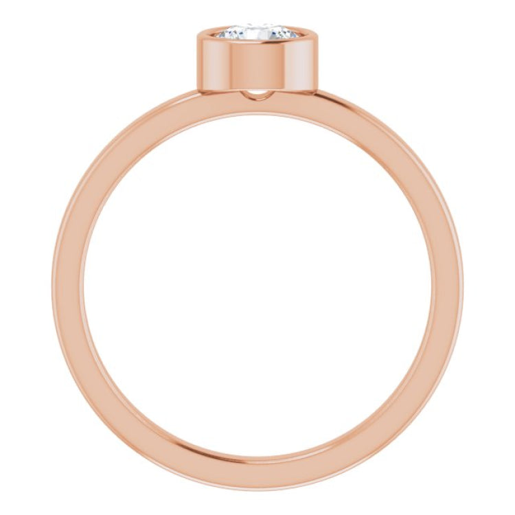 14K Rose 5 mm Natural White Sapphire Ring