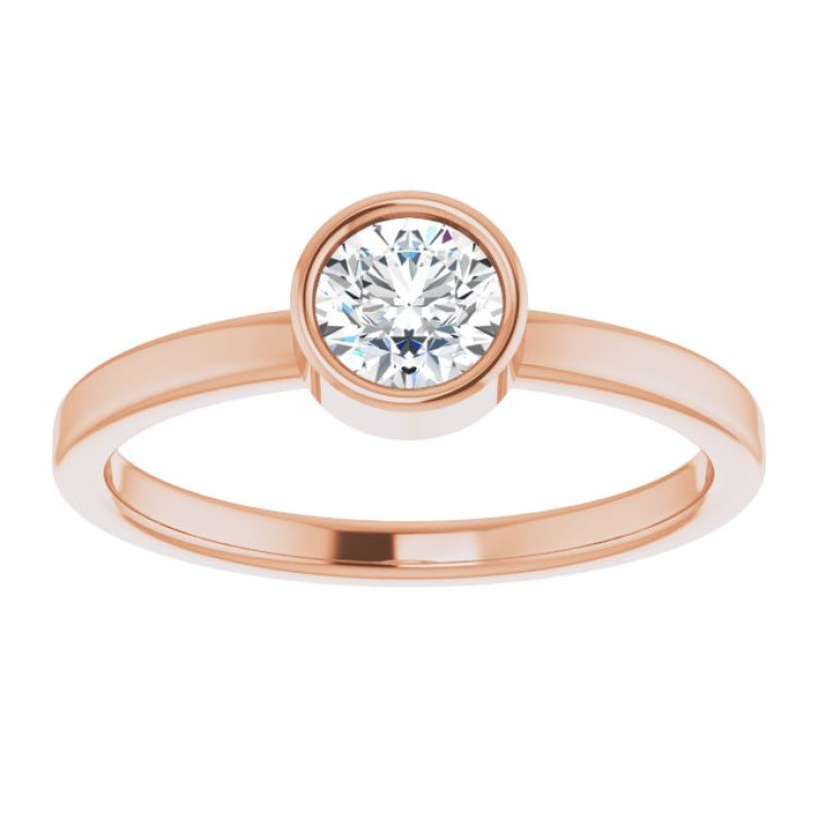 14K Rose 5 mm Natural White Sapphire Ring