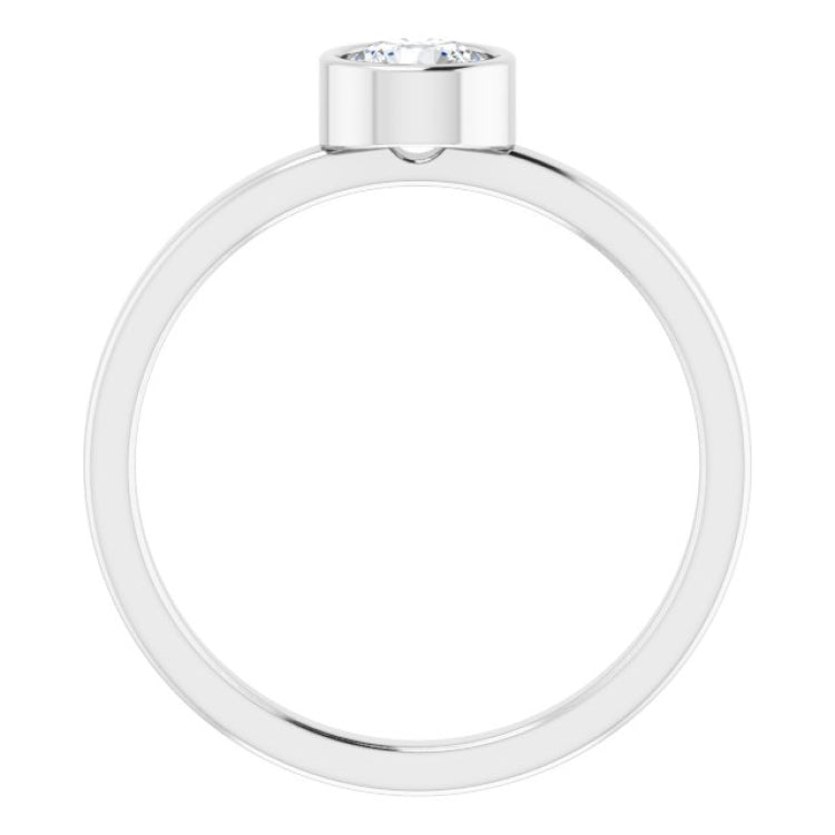 Rhodium-Plated Sterling Silver 5 mm Imitation White Sapphire Ring