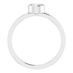 Rhodium-Plated Sterling Silver 5 mm Imitation White Sapphire Ring