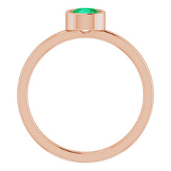 14K Rose 5 mm Lab-Grown Emerald Ring
