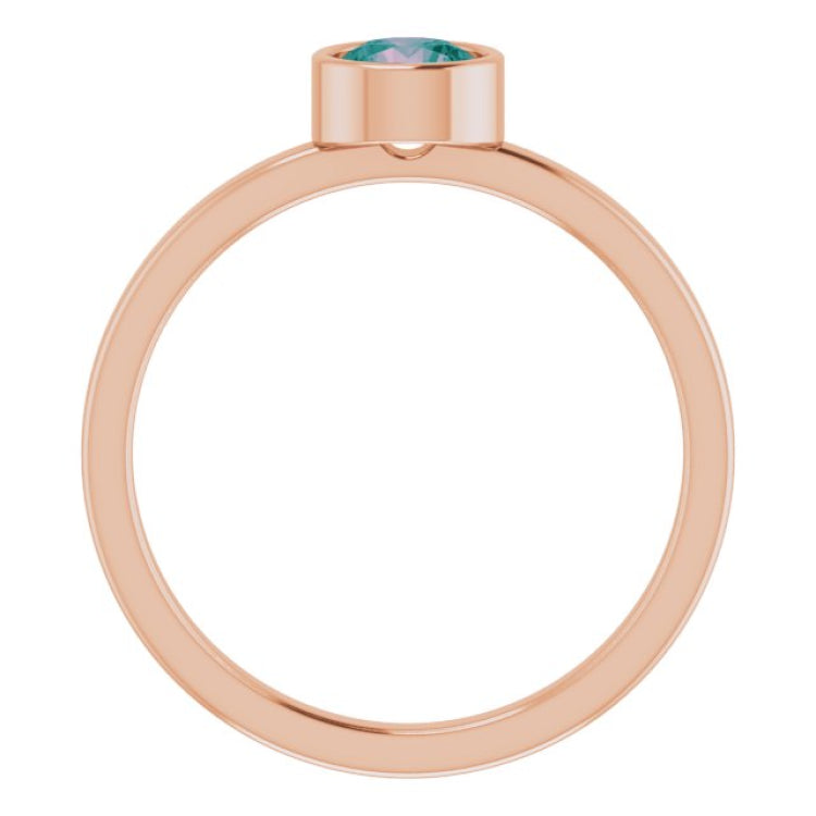 14K Rose 5 mm Lab-Grown Alexandrite Ring