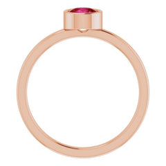14K Rose 5 mm Lab-Grown Ruby Ring