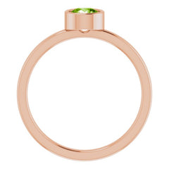 14K Rose 5 mm Natural Peridot Ring