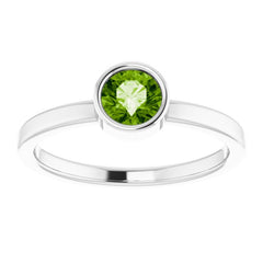 Platinum 5 mm Natural Peridot Ring