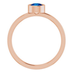 14K Rose 5 mm Lab-Grown Blue Sapphire Ring