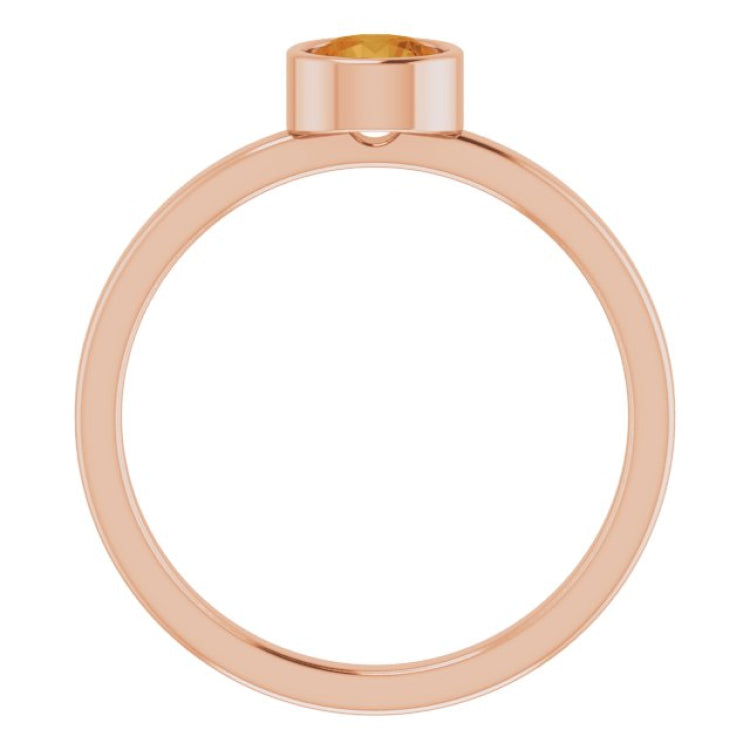 14K Rose 5 mm Natural Citrine Ring