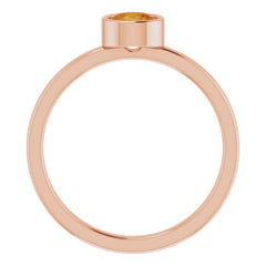 14K Rose 5 mm Natural Citrine Ring