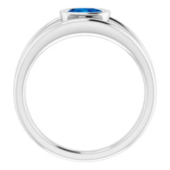 14K White Natural Blue Sapphire Ring