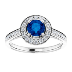 Platinum Lab-Grown Blue Sapphire & 1/3 CTW Natural Diamond Ring