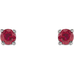 14K White Gold 2.5 mm Lab-Grown Ruby Earrings