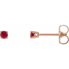 14K Rose Gold 2.5 mm Lab-Grown Ruby Earrings