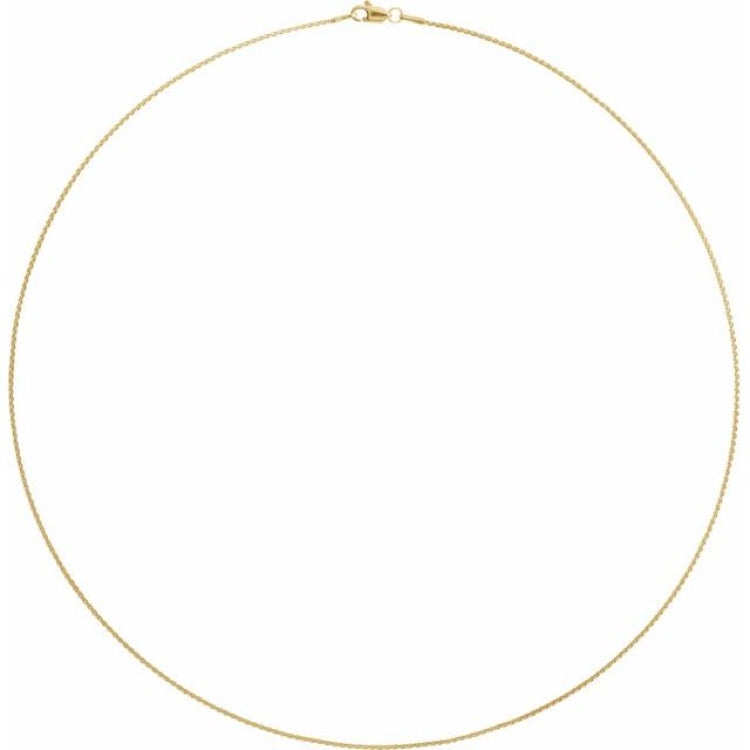 14K Yellow 1 mm Wheat 24" Chain