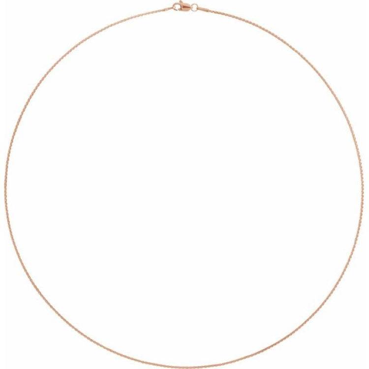 14K Rose 1 mm Wheat 18" Chain