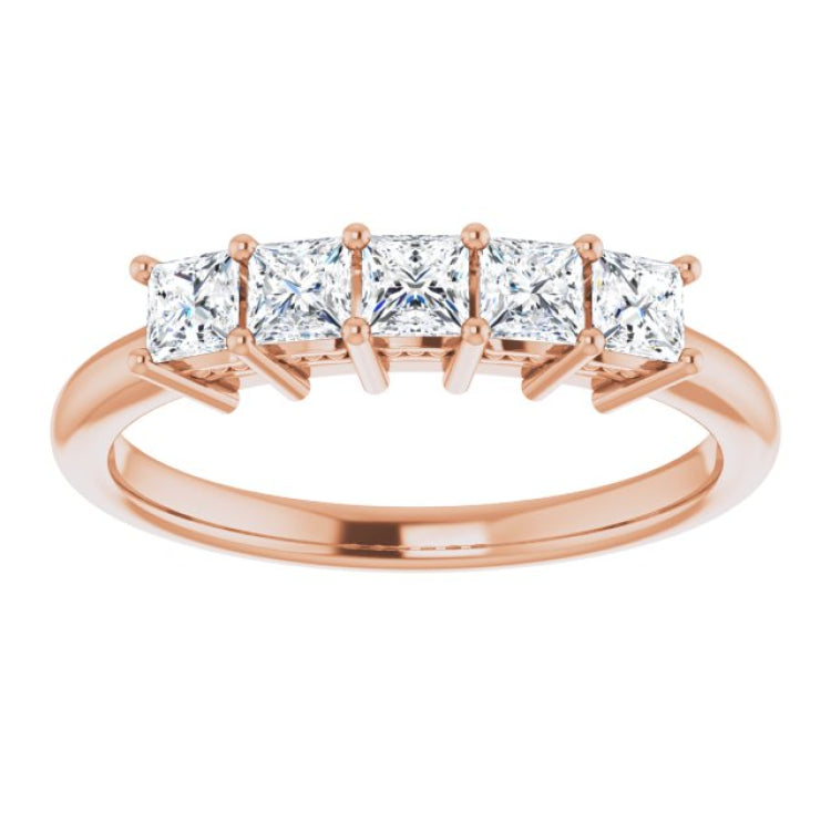 14K Rose 5/8 CTW Natural Diamond Anniversary Band