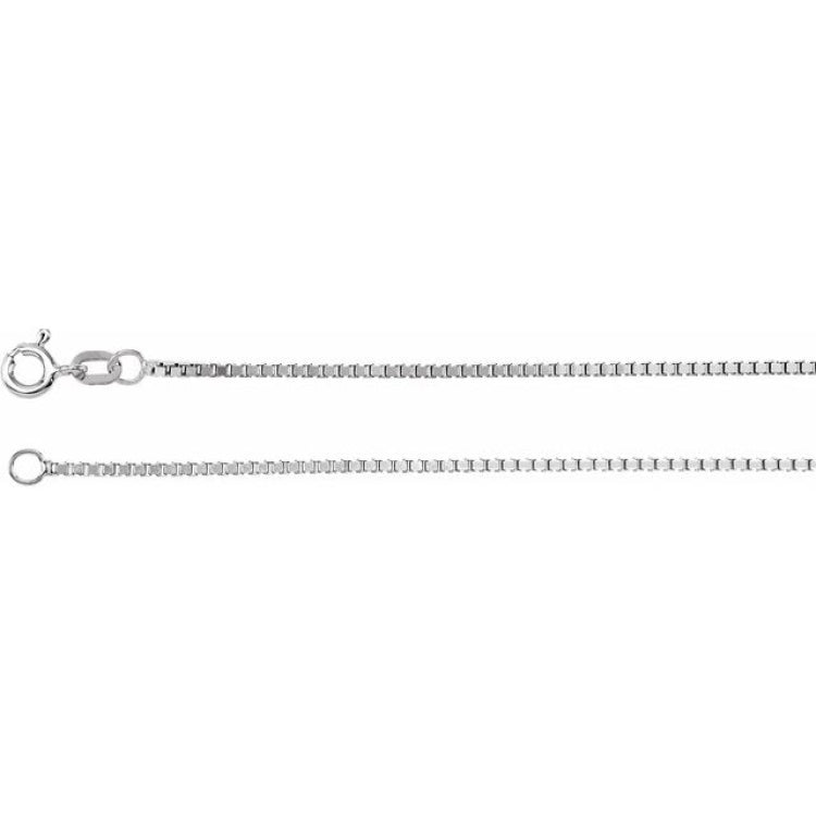 Rhodium-Plated Sterling Silver 1.3 mm Diamond-Cut Box 20" Chain