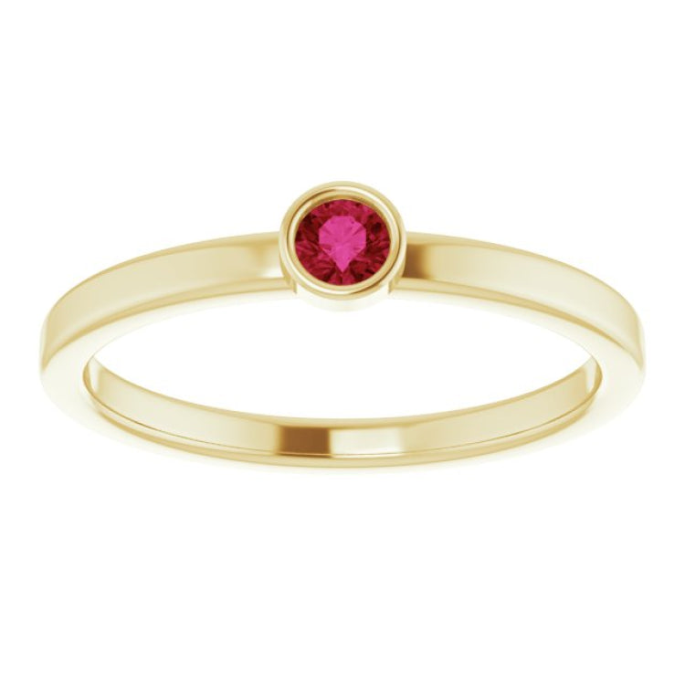 14K Yellow 3 mm Lab-Grown Ruby Ring