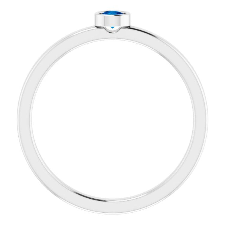 Platinum 3 mm Lab-Grown Blue Sapphire Ring