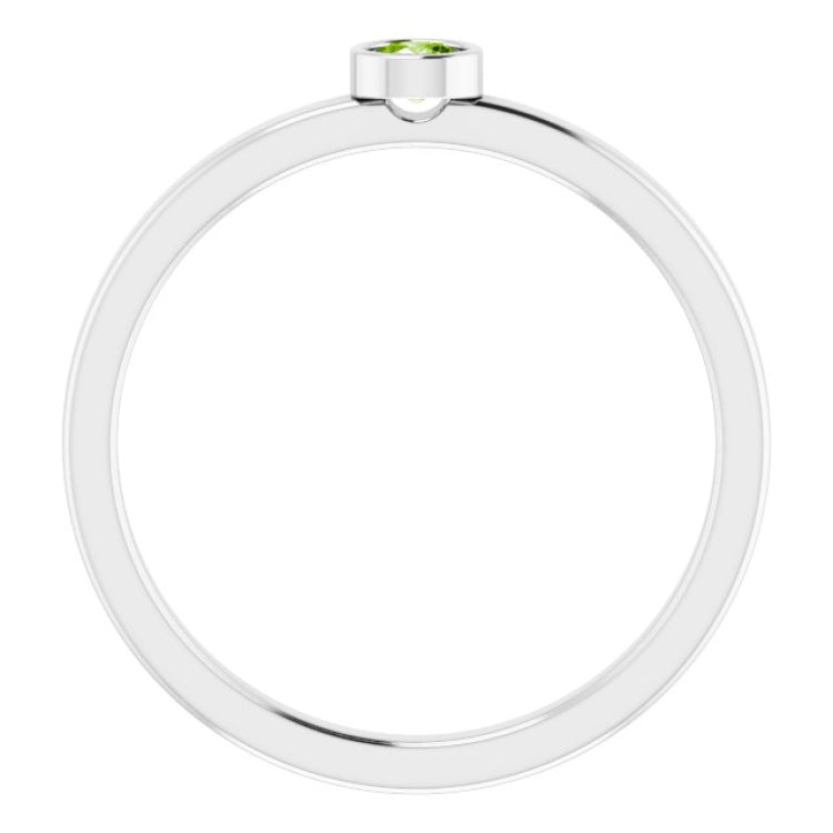 Platinum 3 mm Natural Peridot Ring
