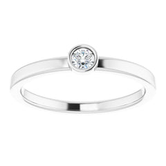 Rhodium-Plated Sterling Silver 3 mm Natural White Sapphire Ring