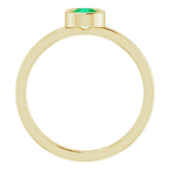 14K Yellow 4.5 mm Lab-Grown Emerald Ring