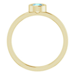 14K Yellow 4.5 mm Natural Aquamarine Ring