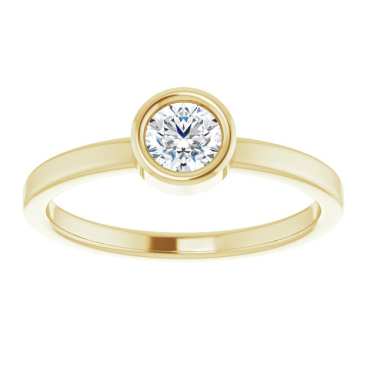 14K Yellow 4.5 mm Natural White Sapphire Ring