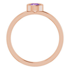 14K Rose 4.5 mm Natural Amethyst Ring