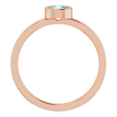 14K Rose 4.5 mm Natural Blue Zircon Ring