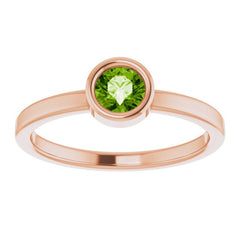 14K Rose 4.5 mm Natural Peridot Ring