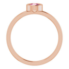 14K Rose 4.5 mm Natural Pink Tourmaline Ring