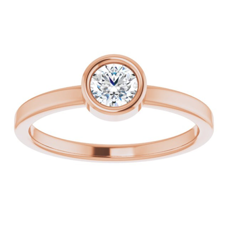 14K Rose 4.5 mm Natural White Sapphire Ring