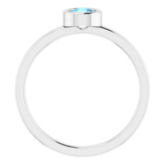 Platinum 4.5 mm Natural Aquamarine Ring