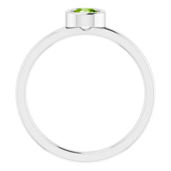Platinum 4.5 mm Natural Peridot Ring