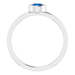 Rhodium-Plated Sterling Silver 4.5 mm Natural Blue Sapphire Ring
