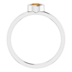 Rhodium-Plated Sterling Silver 4.5 mm Natural Citrine Ring