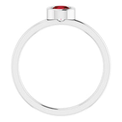 Rhodium-Plated Sterling Silver 4.5 mm Natural Mozambique Garnet Ring