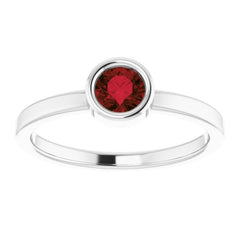 Rhodium-Plated Sterling Silver 4.5 mm Natural Mozambique Garnet Ring