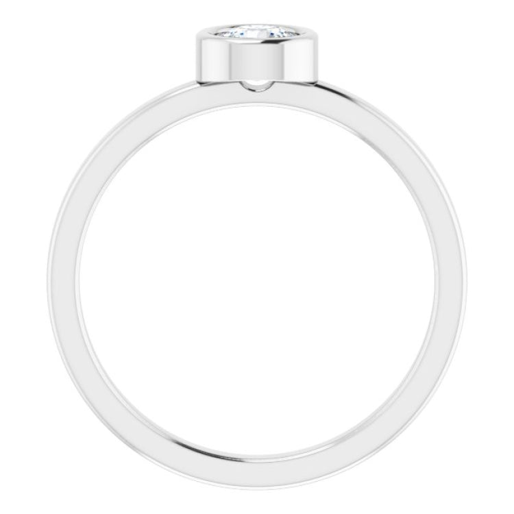 Rhodium-Plated Sterling Silver 4.5 mm Natural White Sapphire Ring