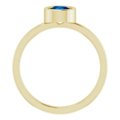 14K Yellow 5.5 mm Lab-Grown Blue Sapphire Ring