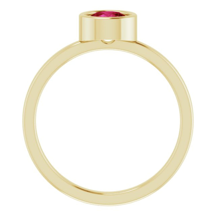 14K Yellow 5.5 mm Lab-Grown Ruby Ring