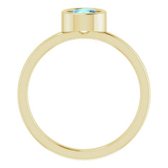 14K Yellow 5.5 mm Natural Aquamarine Ring